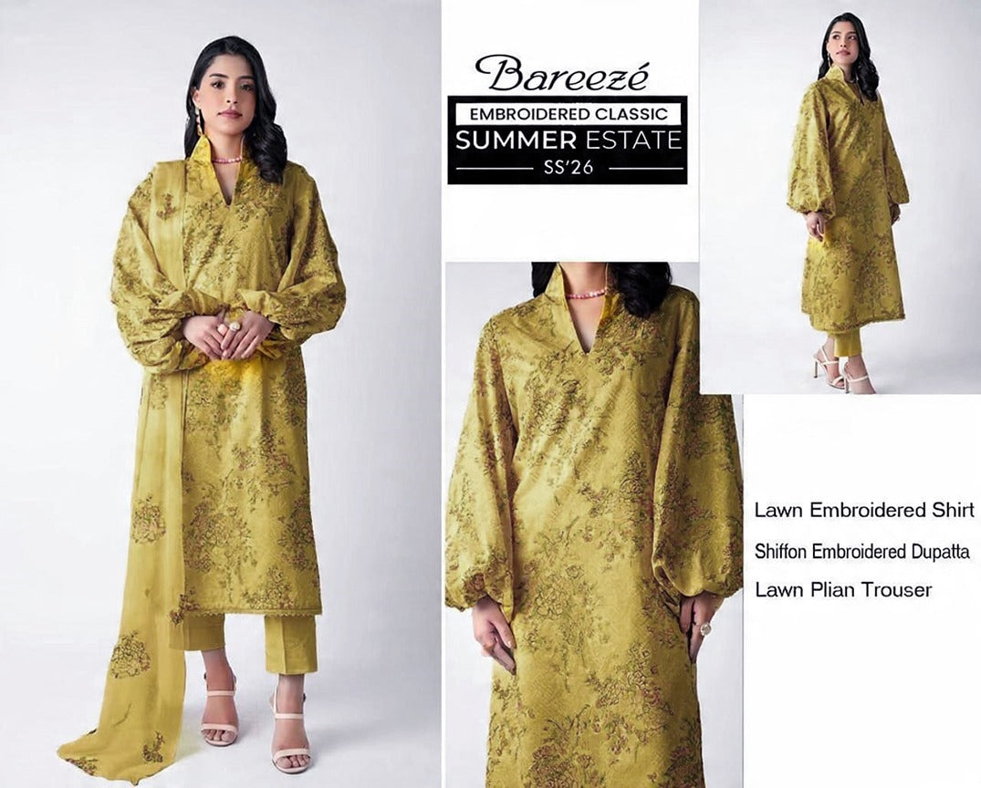 Bareeze Exclusive Lawn Collection 2026 – Premium EMB 3PC
