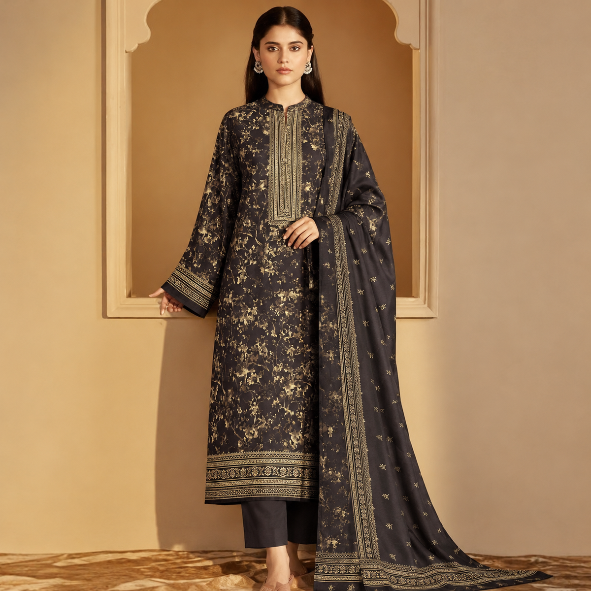GUL-E-JAAN MARINA WOOL PRINTED 3PC