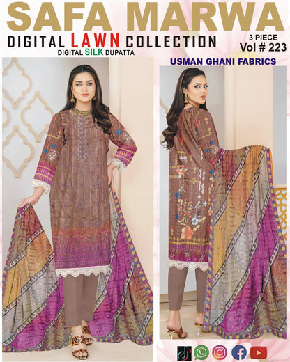 Safa Marwa Original Lawn 3-PC Embroidered Collection