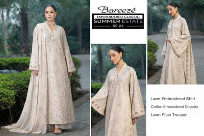 Bareeze Exclusive Lawn Collection 2026 – Premium EMB 3PC