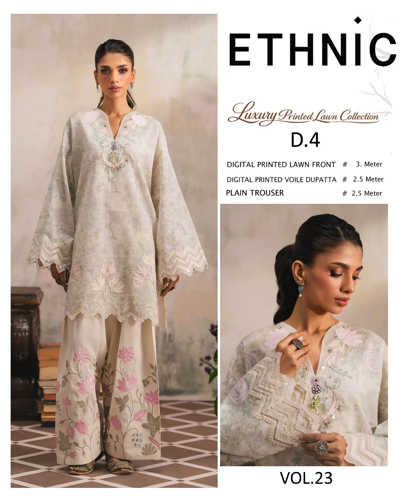 Ethnic Lawn 3 Piece With Lawn dupatta