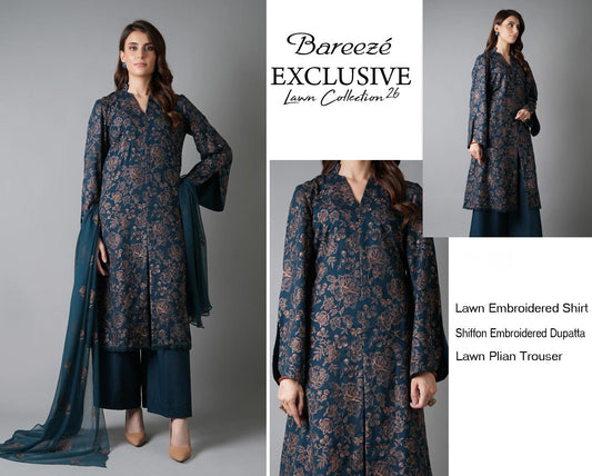 Bareeze Exclusive Lawn Collection 2026 – Premium EMB 3PC