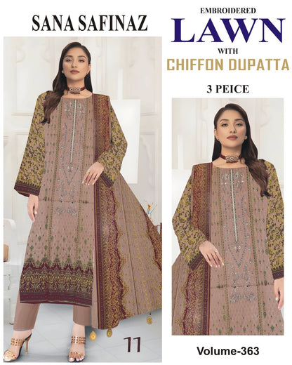 Luxury EMB Lawn 3PC with Chiffon Dupatta – Summer Edition