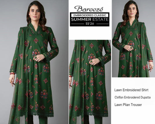 Bareeze Exclusive Lawn Collection 2026 – Premium EMB 3PC