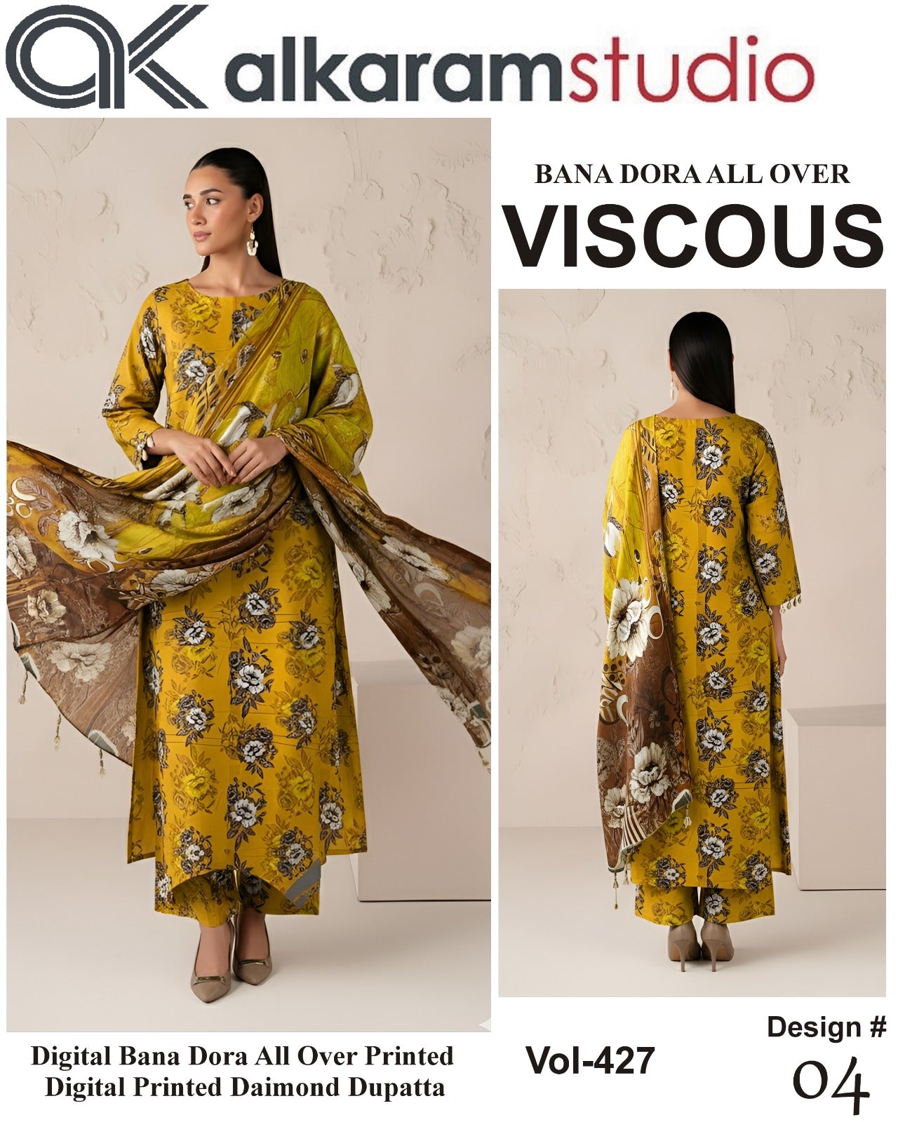 Alkaram Bana Dora Allover Viscose 3PC
