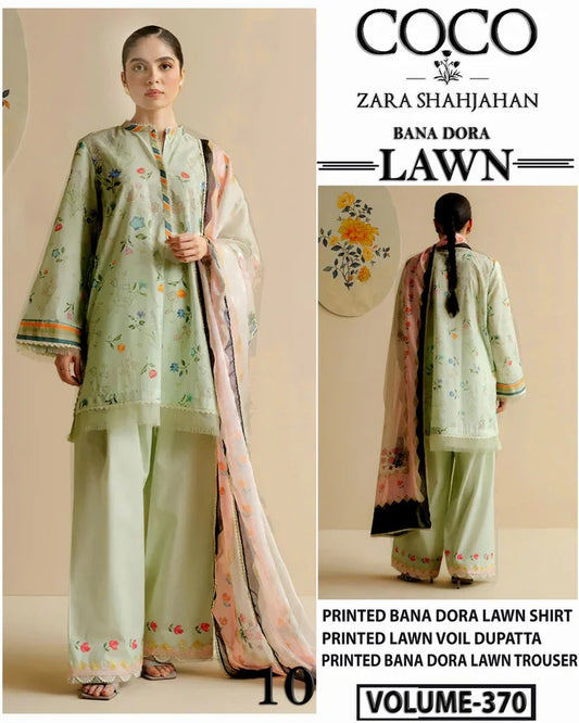 COCO ZARA SHAHJAHAN BANA DORA  LAWN 3PC