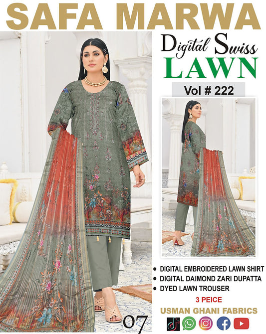 Safa Marwa Original Lawn 3-PC Embroidered Collection