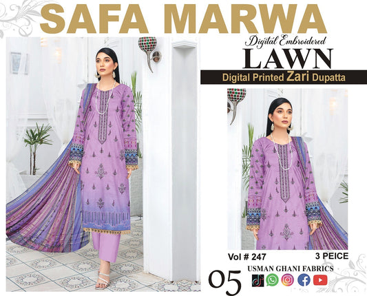 Safa Marwa Original Lawn 3-PC Embroidered Collection