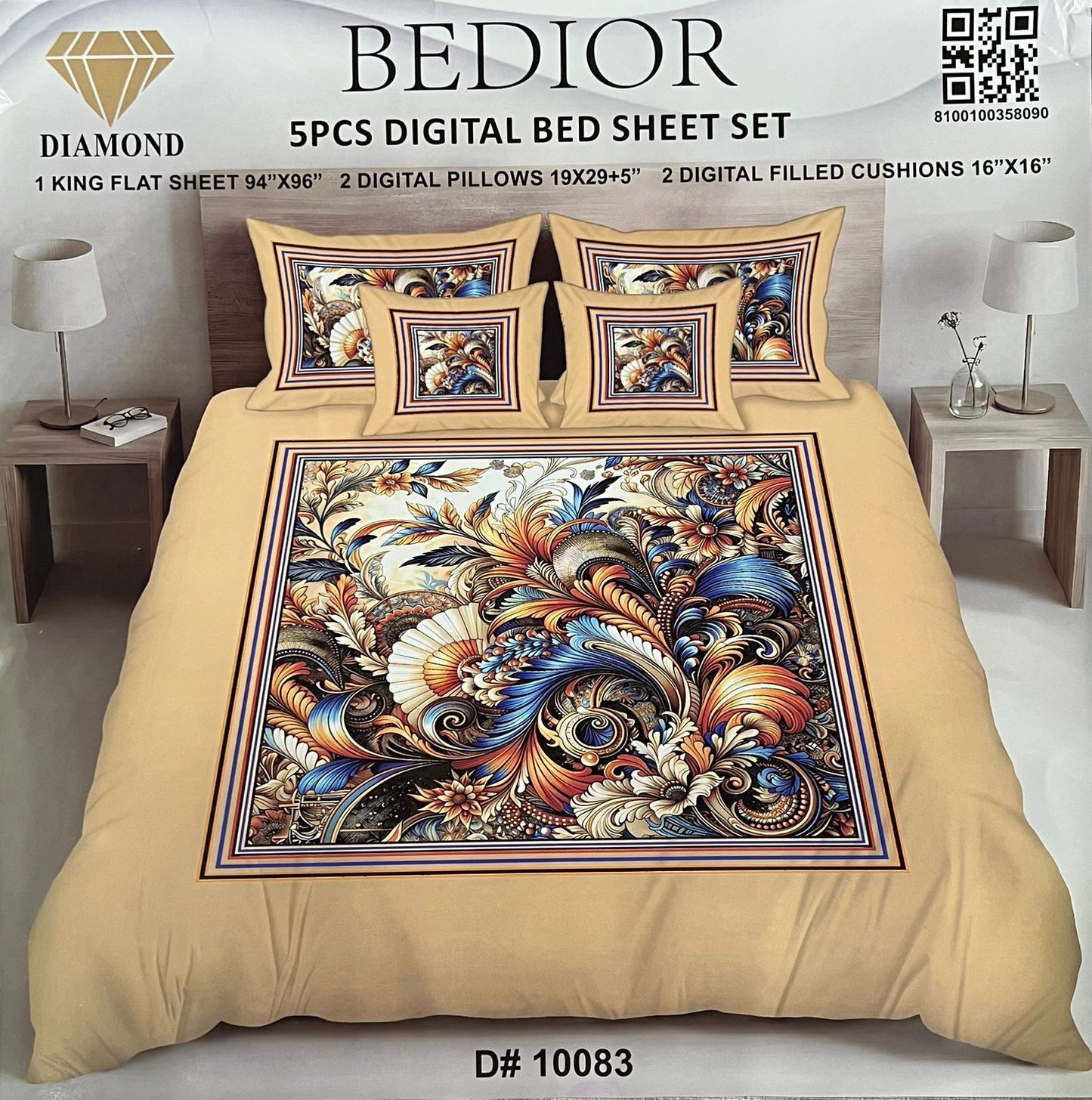 BEDIOR 5PCS DIGITAL BED SHEET SET 10083