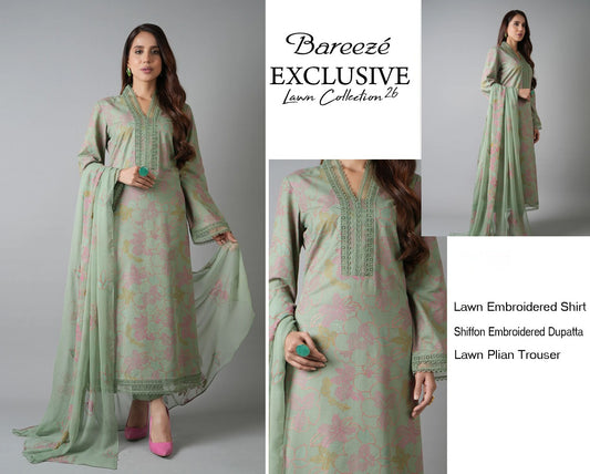 Bareeze Exclusive Lawn Collection 2026 – Premium EMB 3PC