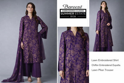 Bareeze Exclusive Lawn Collection 2026 – Premium EMB 3PC