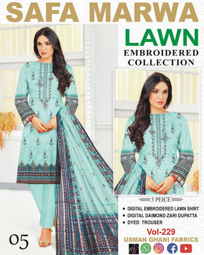 Safa Marwa Original Lawn 3-PC Embroidered Collection