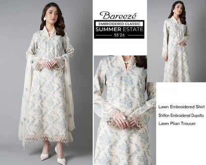 Bareeze Exclusive Lawn Collection 2026 – Premium EMB 3PC