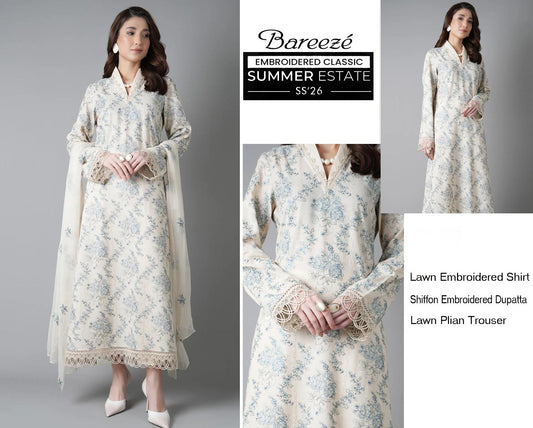 Bareeze Exclusive Lawn Collection 2026 – Premium EMB 3PC