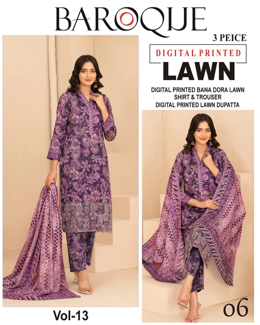 Baroque BANA DORA LAWN – Digital Printed 3PC