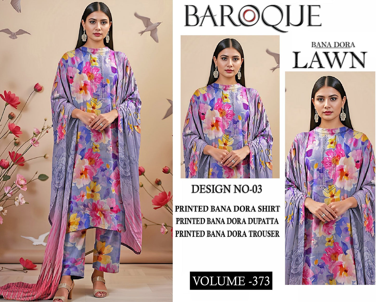 BAROQUE BANA DORA LAWN 3PC