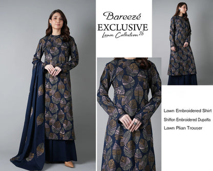 Bareeze Exclusive Lawn Collection 2026 – Premium EMB 3PC