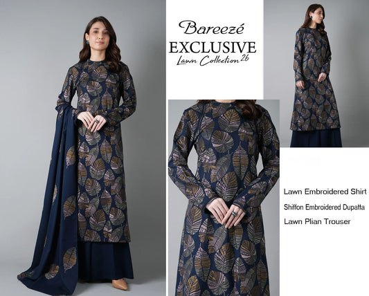 Bareeze Exclusive Lawn Collection 2026 – Premium EMB 3PC
