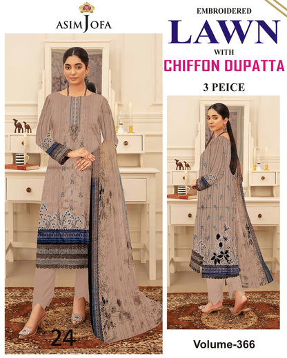 Luxury EMB Lawn 3PC with Chiffon Dupatta – Summer Edition