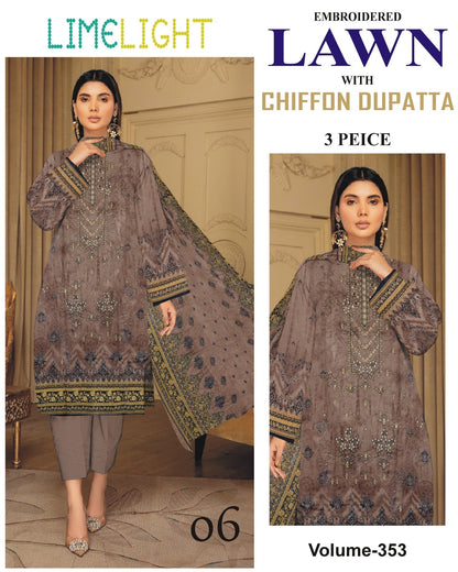 Summer Luxury Lawn – EMB Suit with Chiffon Dupatta