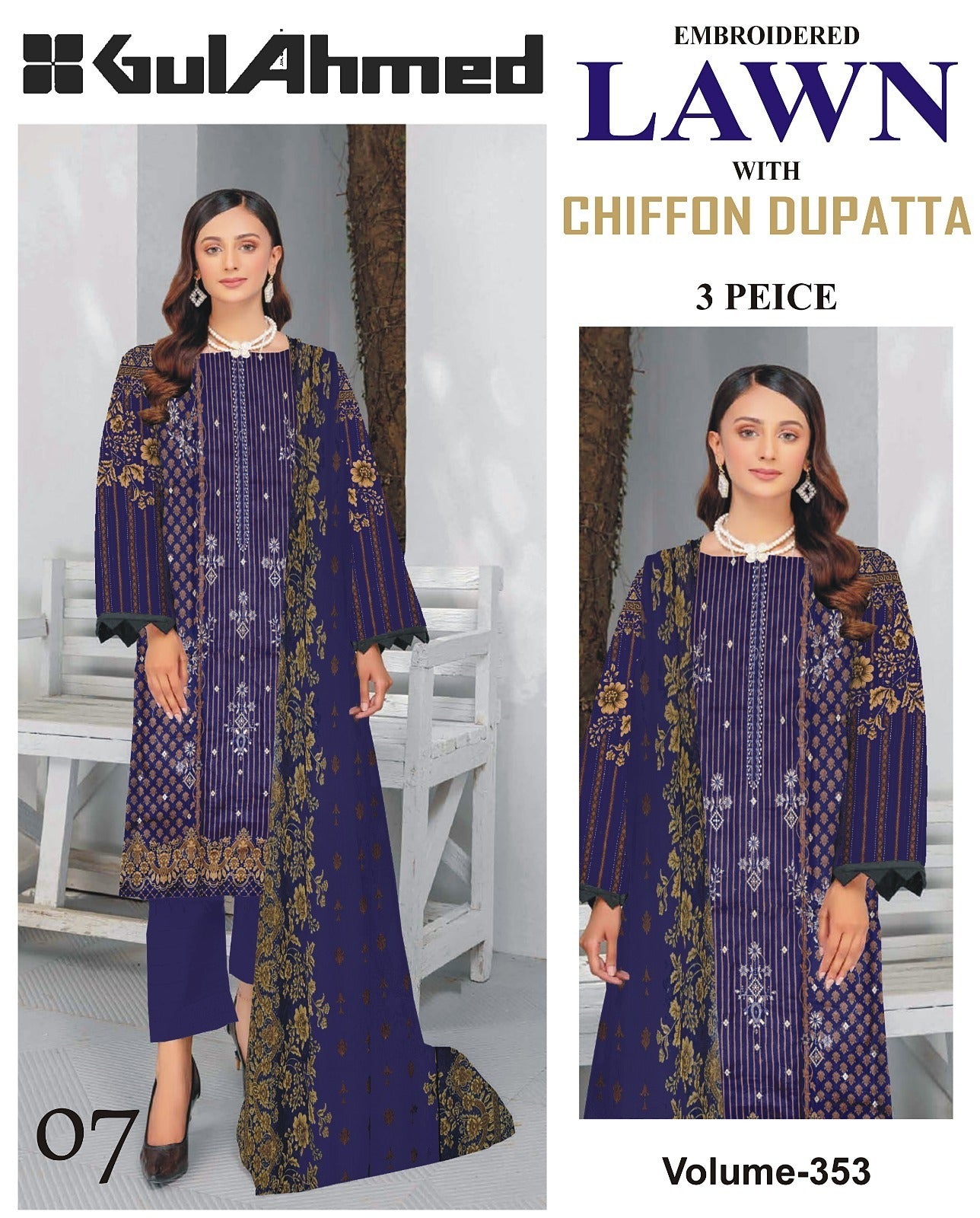 Summer Luxury Lawn – EMB Suit with Chiffon Dupatta