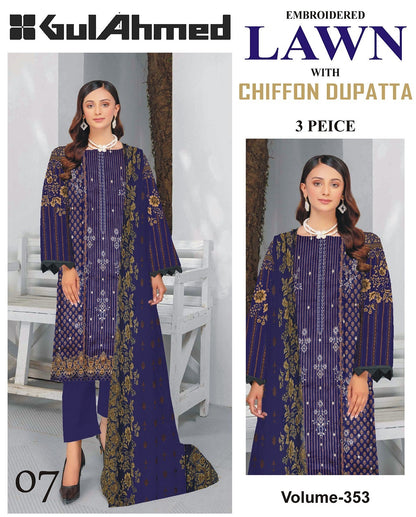 Summer Luxury Lawn – EMB Suit with Chiffon Dupatta