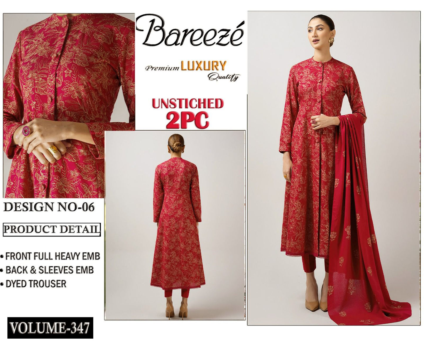 Bareeze Luxury Collection – Embroidered Lawn 2PC