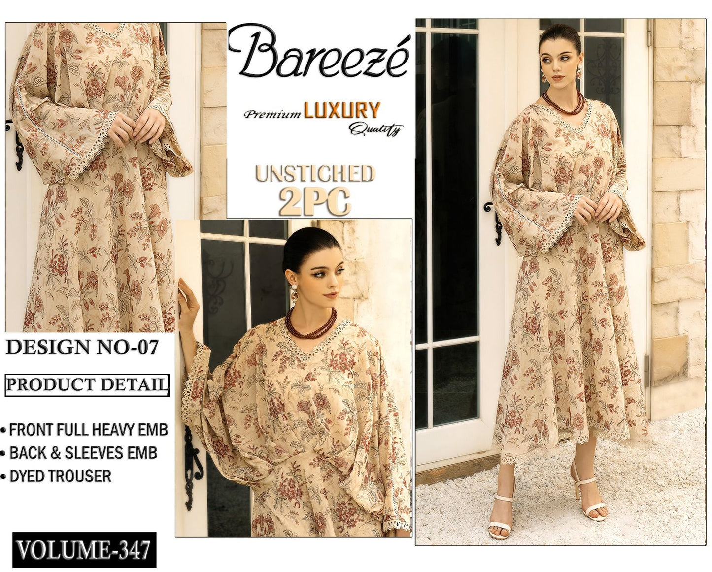 Bareeze Luxury Collection – Embroidered Lawn 2PC