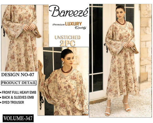 Bareeze Luxury Collection – Embroidered Lawn 2PC