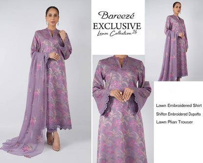 Bareeze Exclusive Lawn Collection 2026 – Premium EMB 3PC