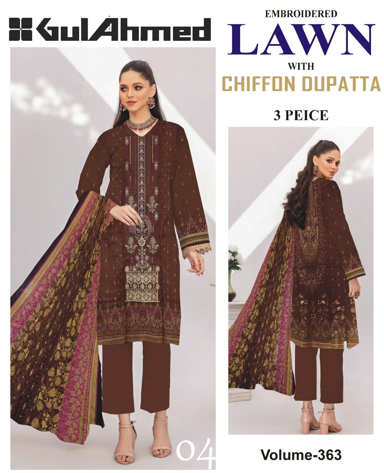 Summer Luxury Lawn – EMB Suit with Chiffon Dupatta