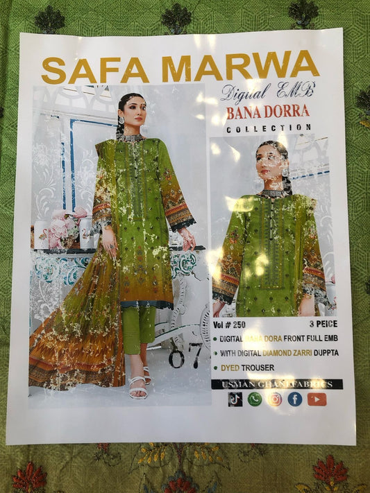 Safa Marwa Original Lawn 3-PC Embroidered Collectio