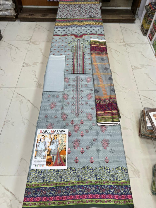 Safa Marwa Original Lawn 3-PC Embroidered Collection