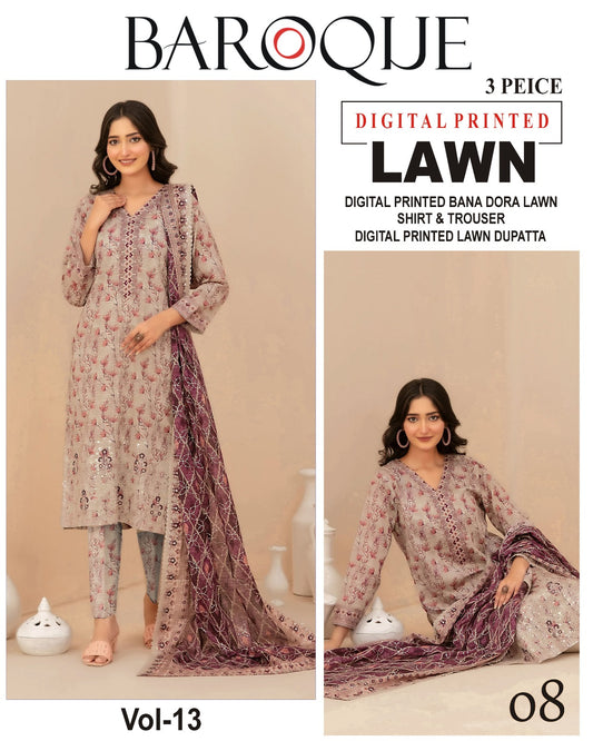 Baroque BANA DORA LAWN – Digital Printed 3PC