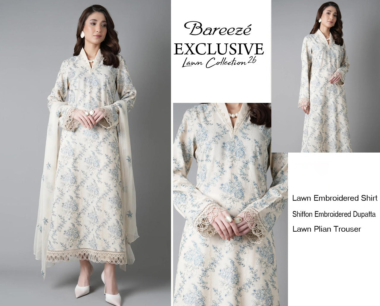 Bareeze Exclusive Lawn Collection 2026 – Premium EMB 3PC