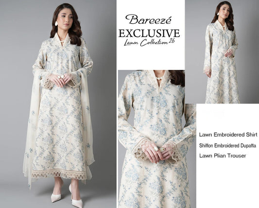 Bareeze Exclusive Lawn Collection 2026 – Premium EMB 3PC