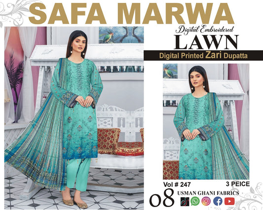 Safa Marwa Original Lawn 3-PC Embroidered Collection