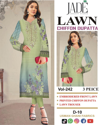 Summer Luxury Lawn – EMB Suit with Chiffon Dupatta