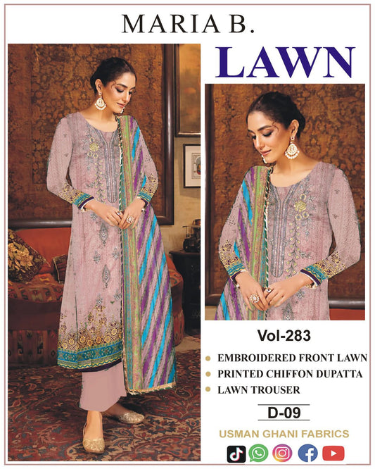 Luxury EMB Lawn 3PC with Chiffon Dupatta – Summer Edition