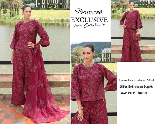 Bareeze Exclusive Lawn Collection 2026 – Premium EMB 3PC