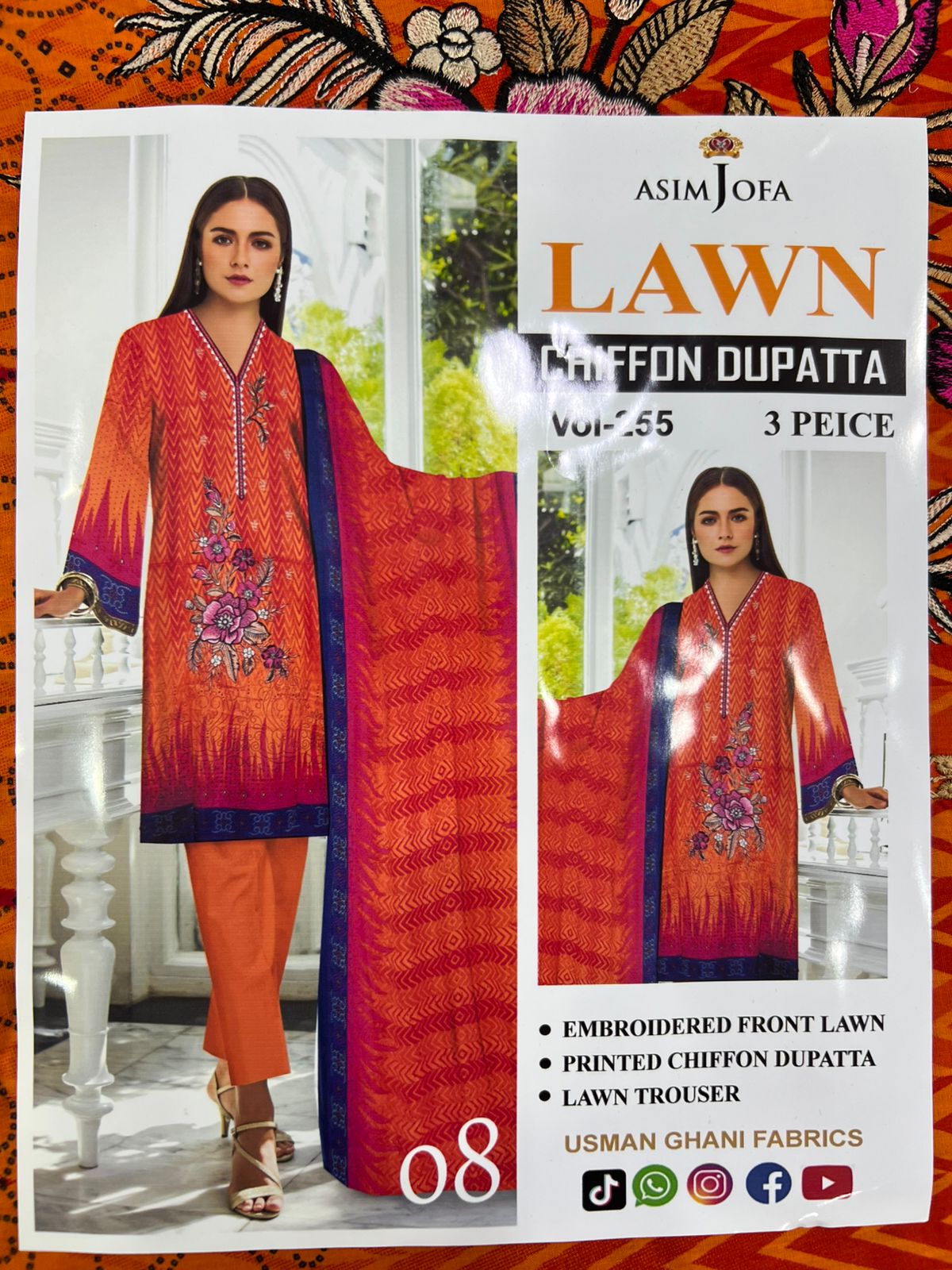 Summer Luxury Lawn – EMB Suit with Chiffon Dupatta