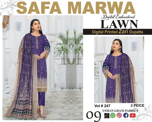 Safa Marwa Original Lawn 3-PC Embroidered Collection