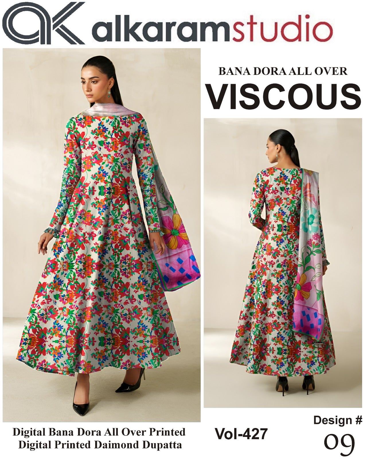 Alkaram Bana Dora Allover Viscose 3PC