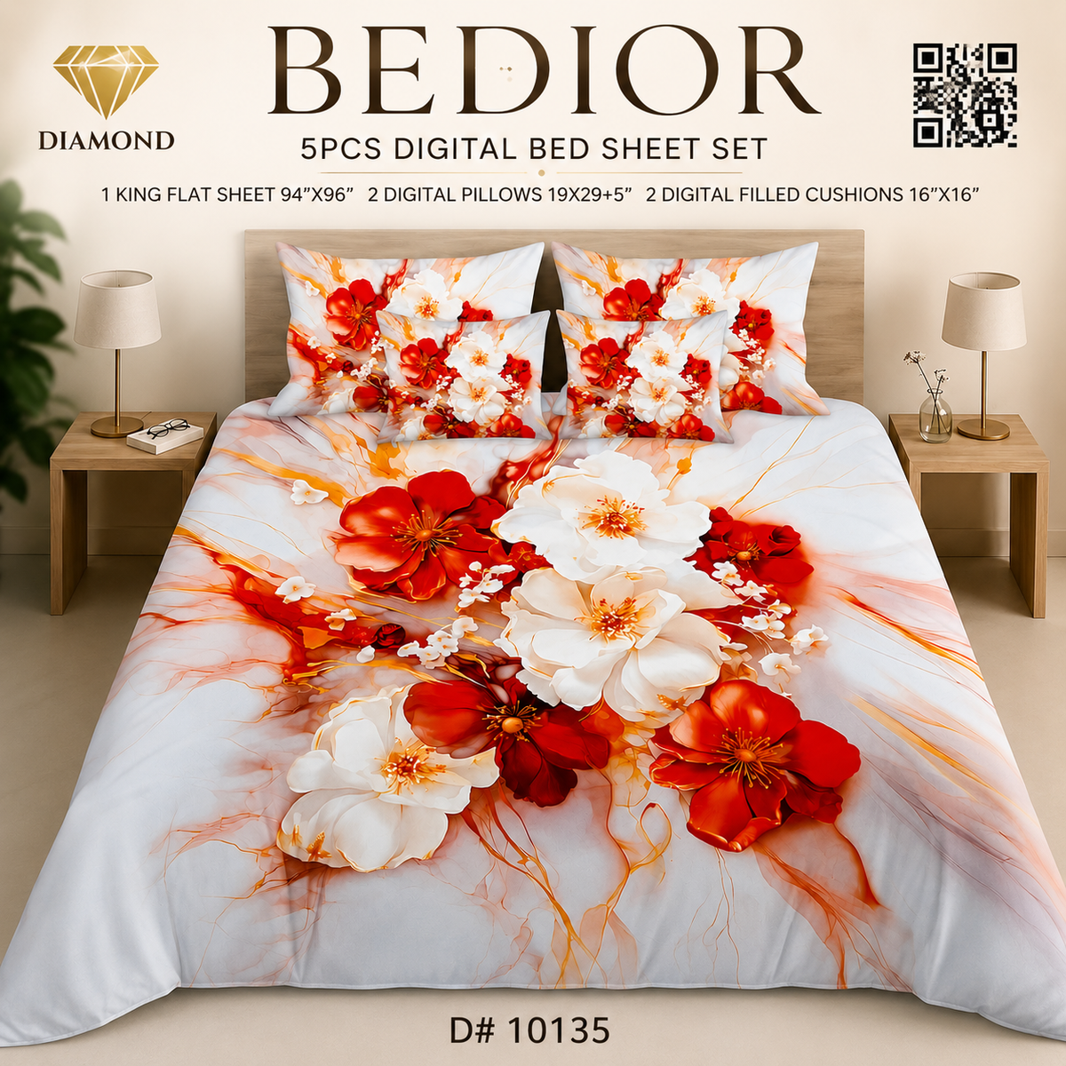 BEDIOR 5PCs DIGITAL BED SHEET SET 10135