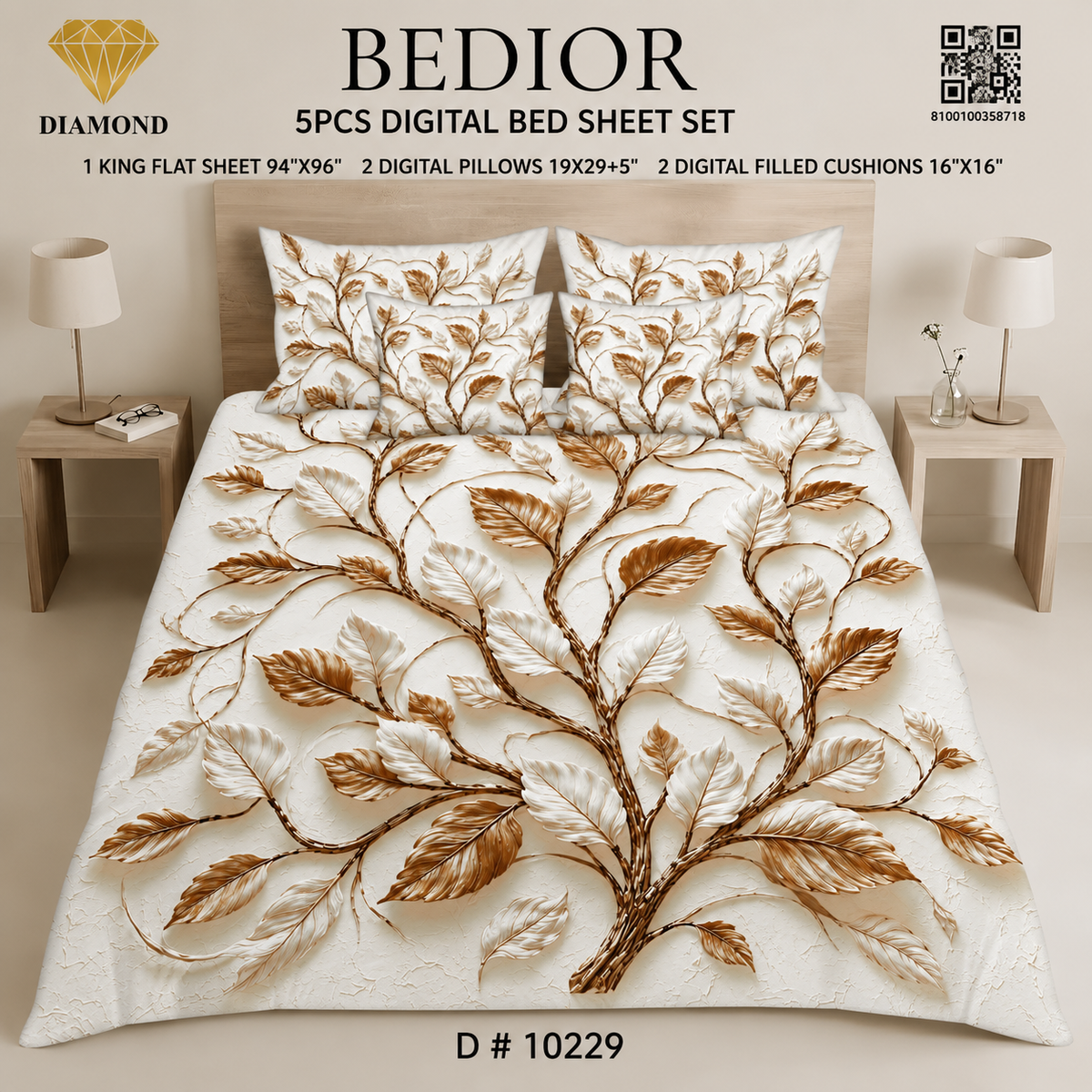 BEDIOR 5PCS DIGITAL BED SHEET SET 10229
