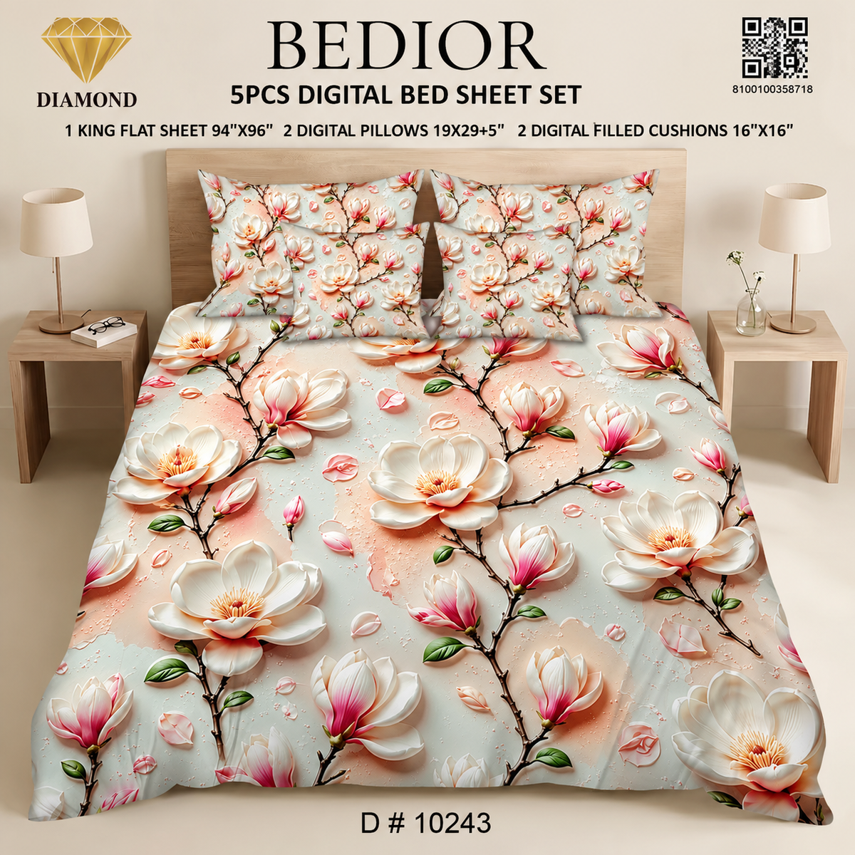 BEDIOR 5PCS DIGITAL BED SHEET SET 10243