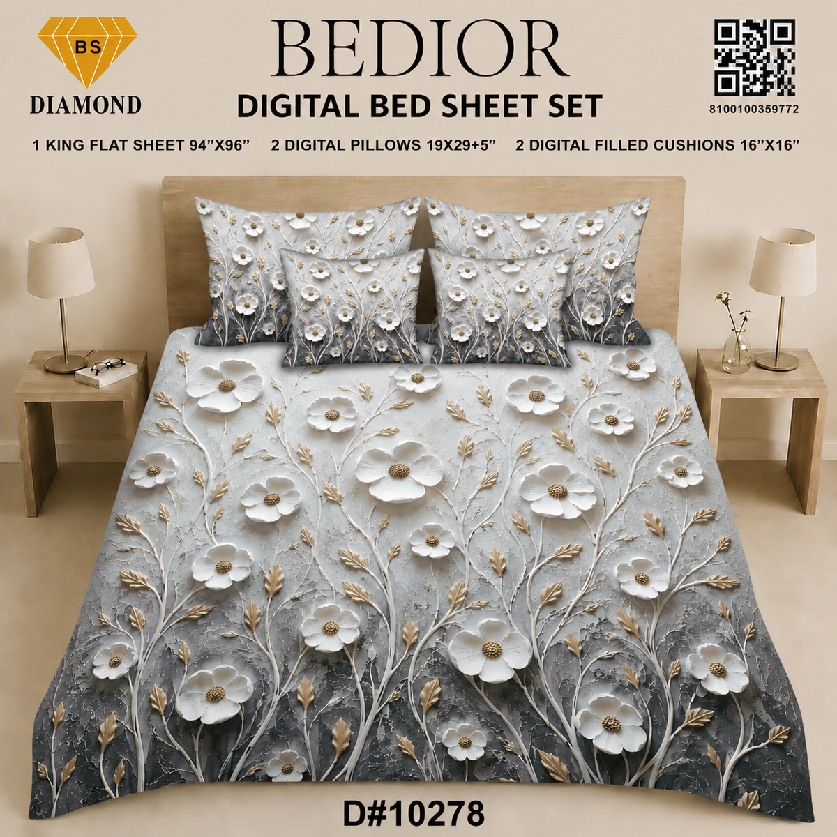 BEDIOR 5PCS DIGITAL BED SHEET SET 10278