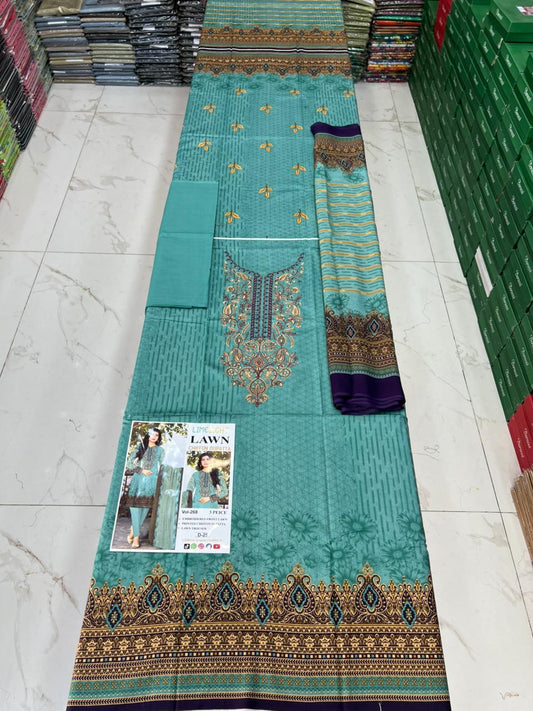Summer Luxury Lawn – EMB Suit with Chiffon Dupatta
