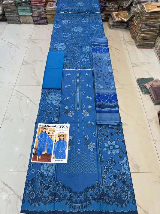 Summer Luxury Lawn – EMB Suit with Chiffon Dupatta