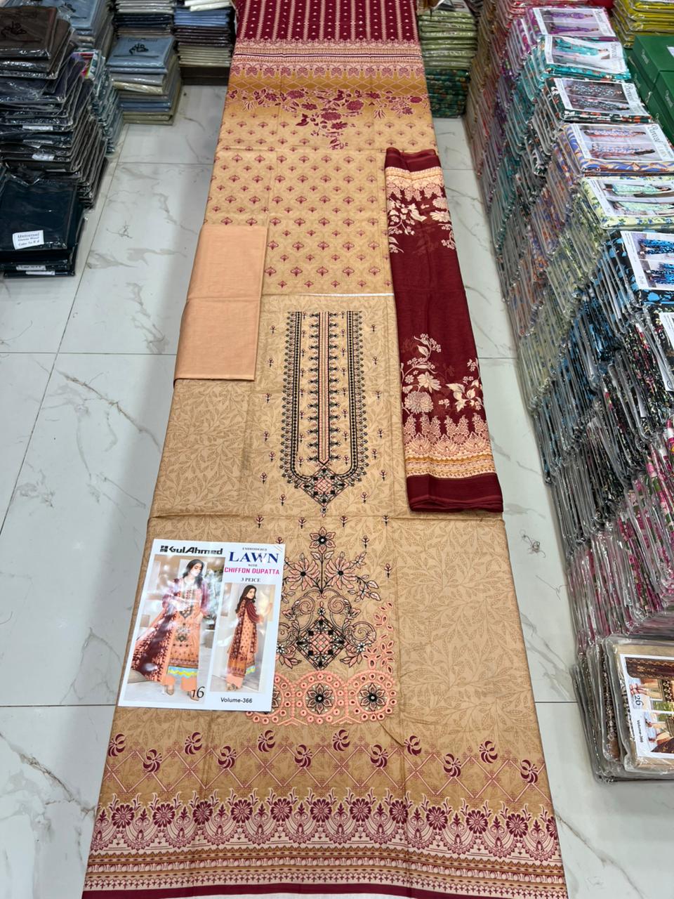 Luxury EMB Lawn 3PC with Chiffon Dupatta – Summer Edition